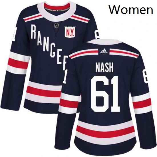 Womens Adidas New York Rangers 61 Rick Nash Authentic Navy Blue 2018 Winter Classic NHL Jersey